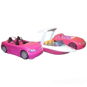 Barbie Vehicle Lot Glam Pink Convertible Cars & Dolphin Magic Ocean View Boat.